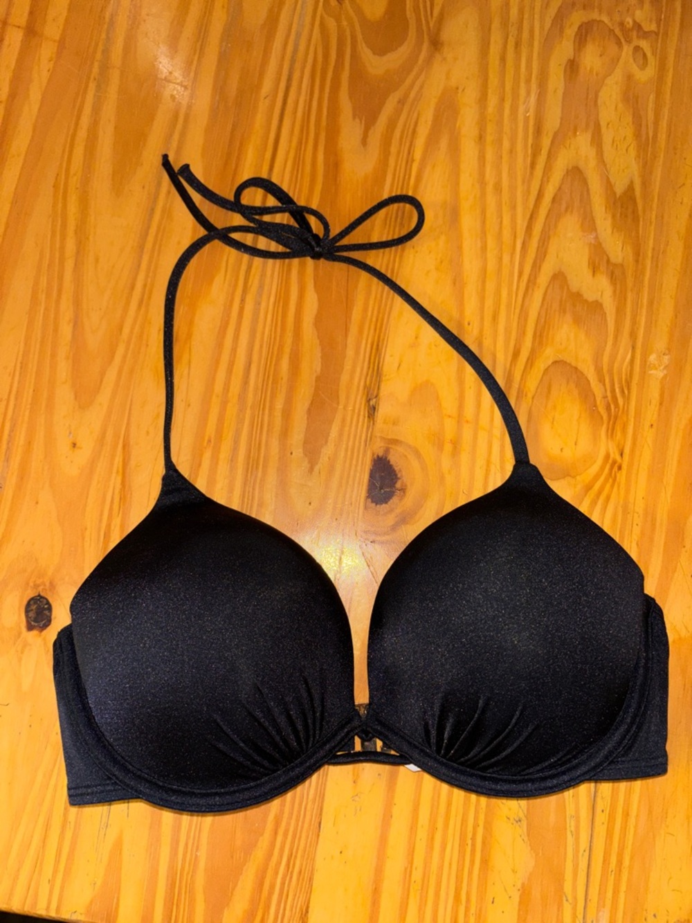Victoria's Secret Black Halter Bombshell Push-Up Bra with Tie 32D